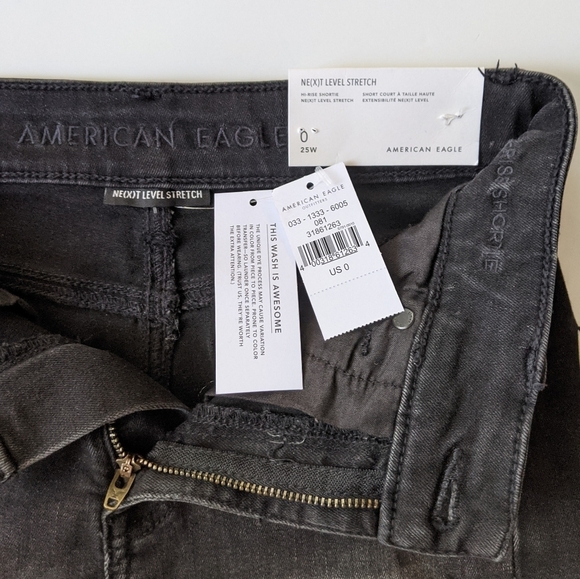 American Eagle Hi-Rise Shortie Denim Shorts in Black Wash, 0 NWT - Picture 3 of 5